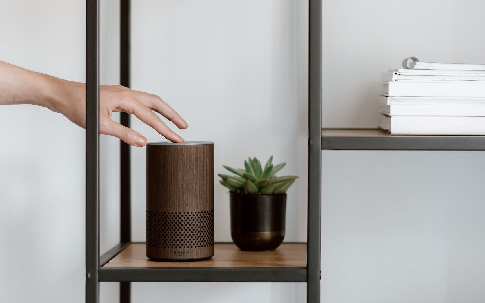 a person holding a brown speaker